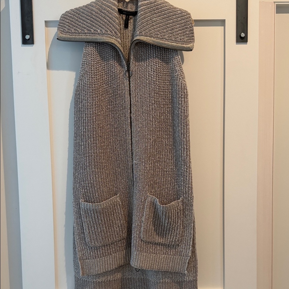 BCBGeneration Knit Zip-Front Sweater Vest in Heather Gray
